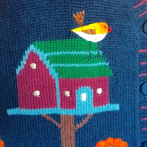 CAPACITY Bird House Daisy Pumpkin Cat Fall Sweater Button Up Vest Sz M Halloween - Picture 4 of 9